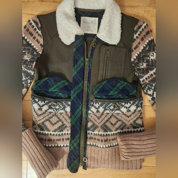We The Free Free People Zip Fair Isle Sweater Jacket Size Small - Picture 7 of 11
